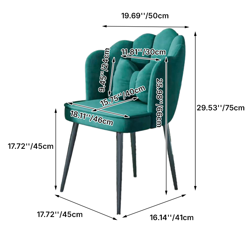 Tabouret de coiffeuse en velours pétale créatif contemporain avec dossier pour la salle à manger 