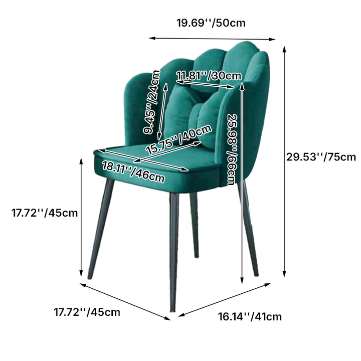 Tabouret de coiffeuse en velours pétale créatif contemporain avec dossier pour la salle à manger 