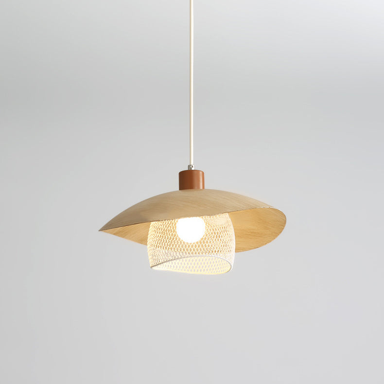 Moderne minimalistische cremefarbene runde Pod-Pendelleuchte aus Eisen mit 1 Licht für das Wohnzimmer 