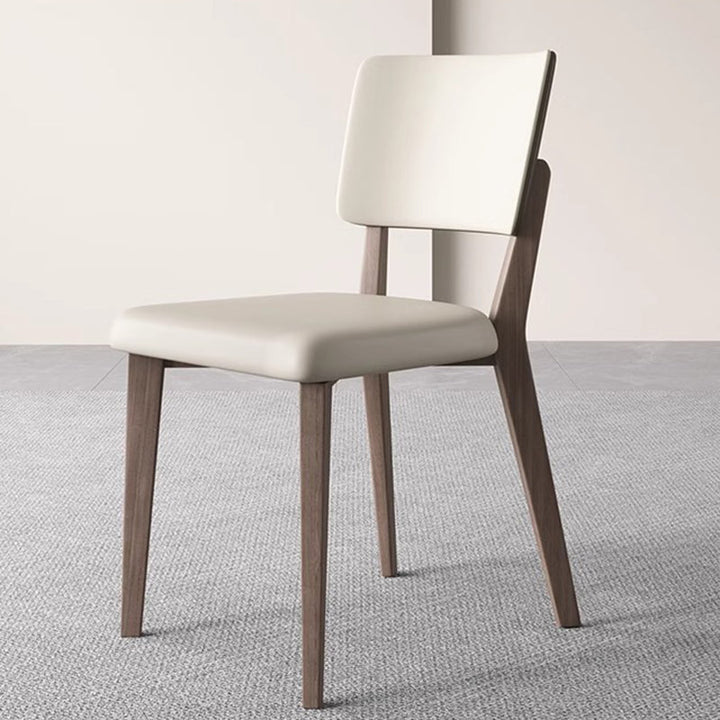 Contemporary Nordic Square PU Leather Ash Wood Frame Dining Chair Backrest For Dining Room