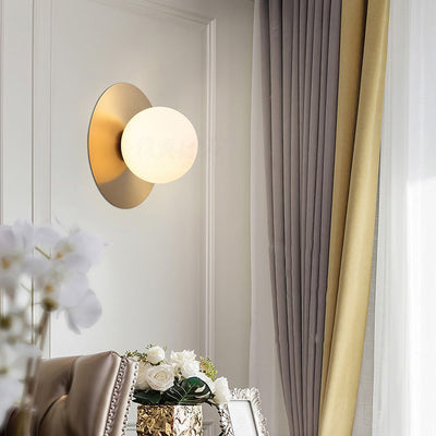 Moderne minimalistische runde Kugel Eisen Glas 1-Licht Wandleuchte Lampe für Wohnzimmer 