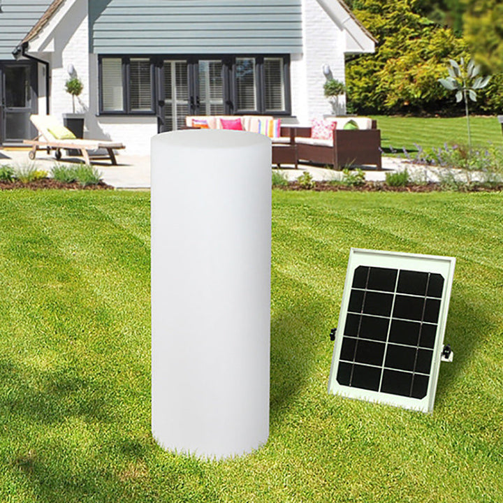 Lampe de jardin moderne minimaliste solaire étanche à LED PE en forme de cylindre avec fiche de sol 