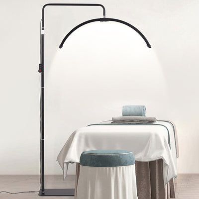Lámpara de pie LED de aluminio, hierro y ABS en forma de media luna de la línea de simplicidad moderna para sala de estar 