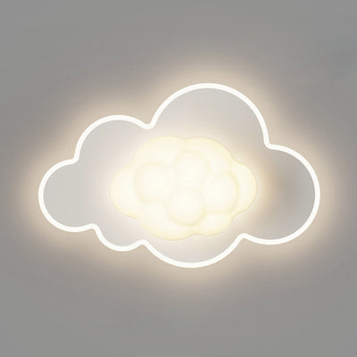 Modern Art Deco Cream Clouds Plastic Iron LED Flush Mount Ceiling Light For Living Room