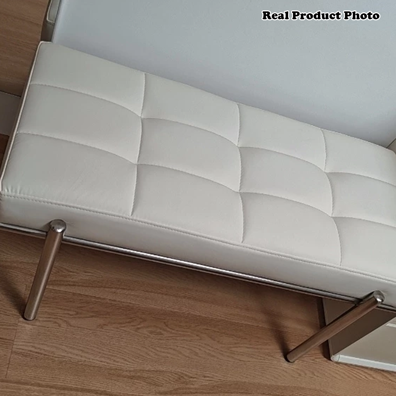 Contemporary Luxury Rectangular Carbon Steel Faux Nappa Leather Sponge Bench Backless Armless For Hallway