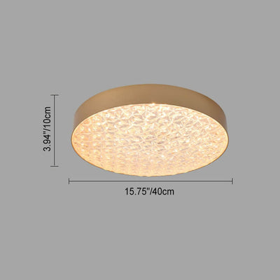Modern Light Luxury Simple Wrought Iron Round LED Flush Mount Ceiling Light
