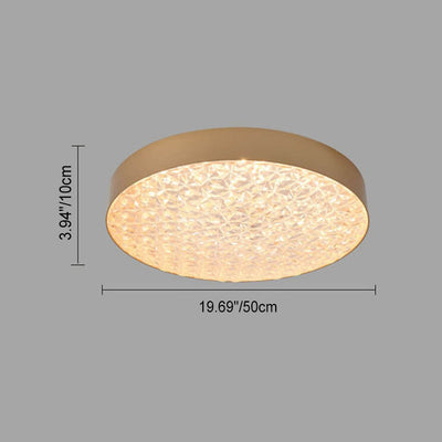 Modern Light Luxury Simple Wrought Iron Round LED Flush Mount Ceiling Light