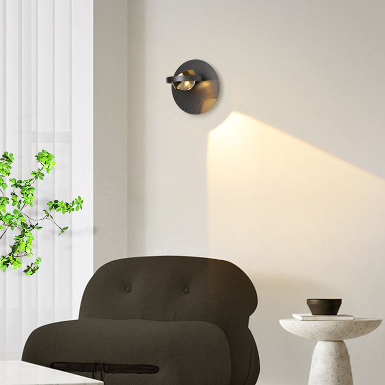 Moderne minimalistische runde Rechteck Eisen Aluminium drehbare LED Wandleuchte Lampe für Schlafzimmer 