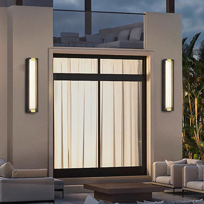 Modern Luxury Rectangle Acrylic Stainless Steel Waterproof LED Wall Sconce Lamp For Outdoor Patio