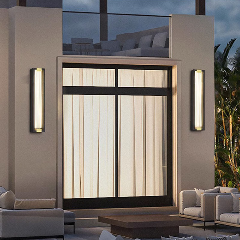 Modern Luxury Rectangle Acrylic Stainless Steel Waterproof LED Wall Sconce Lamp For Outdoor Patio