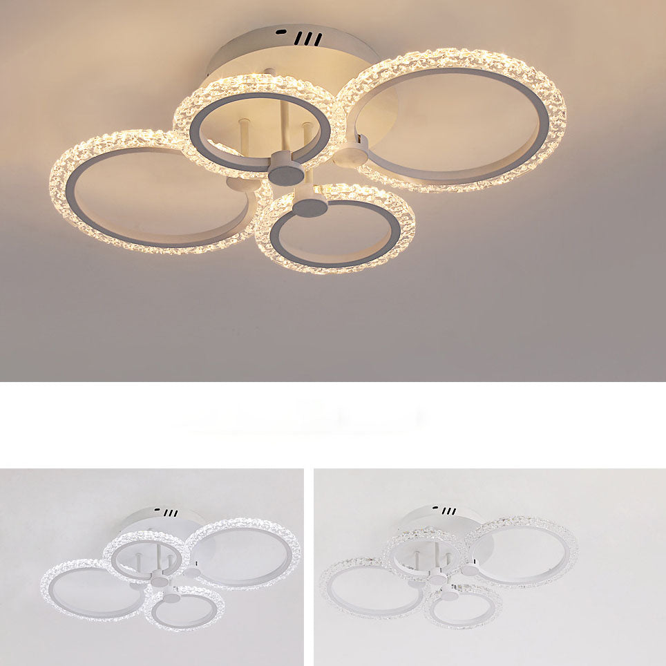 Zeitgenössisches nordisches Edelstahl Acryl Rundes LED-Deckenleuchte für das Schlafzimmer 