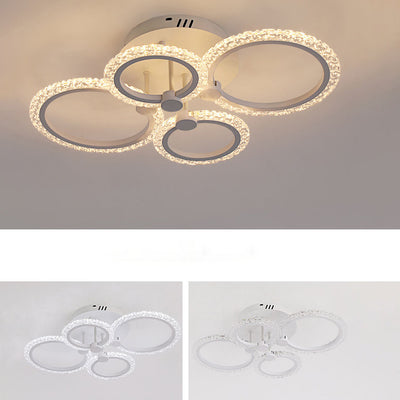 Contemporary Nordic Stainless Steel Acrylic Round LED Semi-Flush Mount Ceiling Light For Bedroom