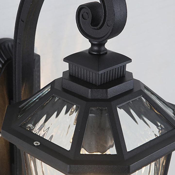 Lámpara Aplique de Pared de 1 Luz Cilindro Octogonal de Vidrio de Aluminio Impermeable Tradicional Europea Para Jardín 