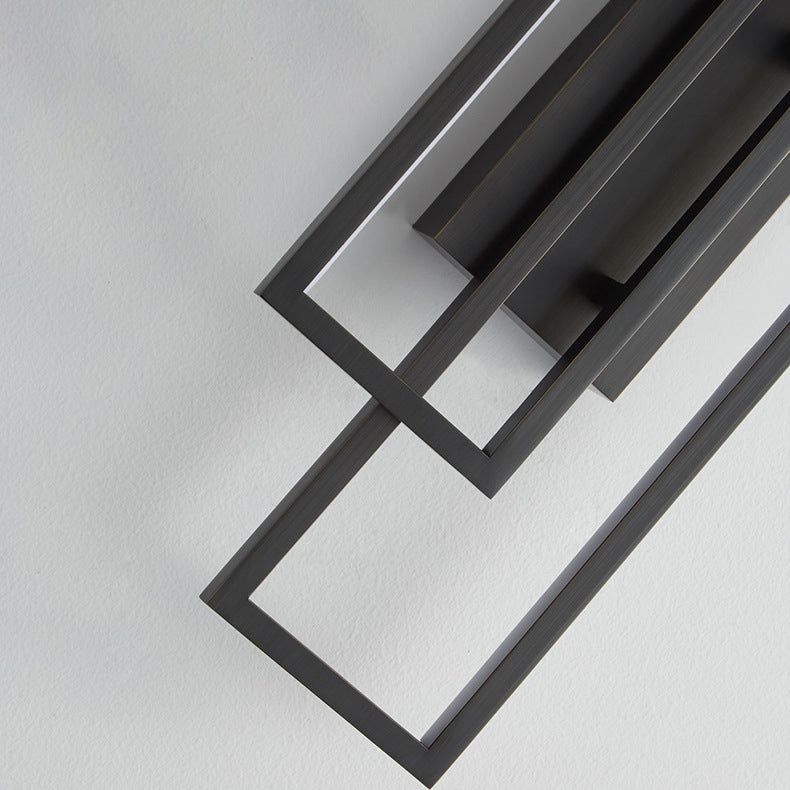 Moderne Mid-Century Wandleuchte aus Kupfer im rechteckigen geometrischen Design mit LED für das Bett 