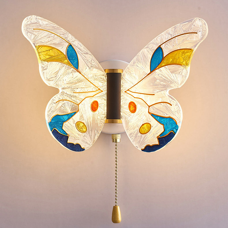 Zeitgenössische kreative Schmetterling Emaille farbige Acryl Flügel Eisen LED Wandleuchte Lampe für Wohnzimmer 