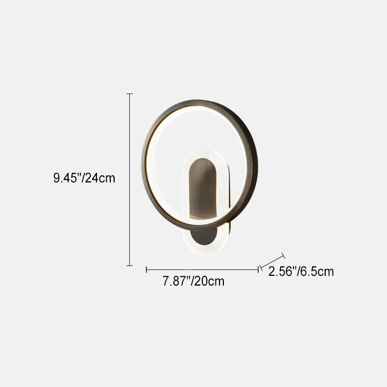 Aplique de pared LED con anillo circular geométrico de acrílico y cobre nórdico moderno 