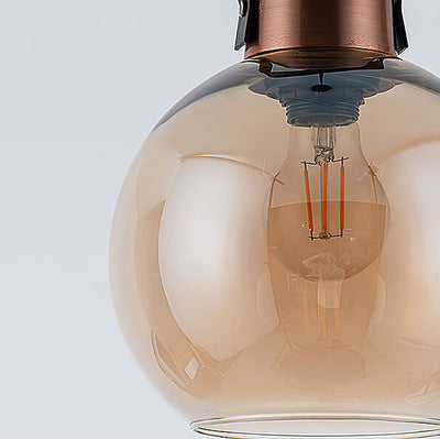 Lámpara colgante de 1 luz de vidrio y hierro forjado minimalista industrial 