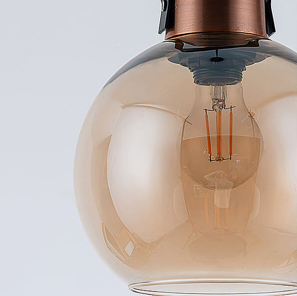 Lámpara colgante de 1 luz de vidrio y hierro forjado minimalista industrial 