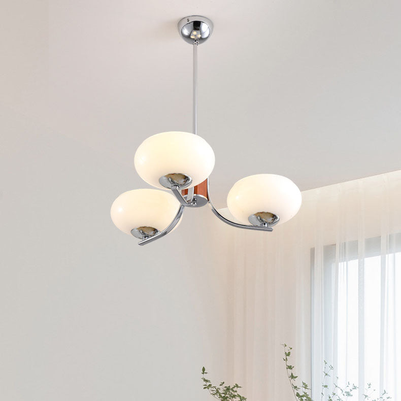 Traditional French Iron Glass Round Shape 3/6-Light Chandelier For Living Room