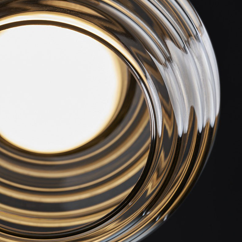Moderne minimalistische gestreifte runde Aluminiumglas-LED-Pendelleuchte für Wohnzimmer 