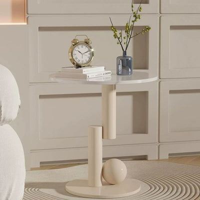 Zeitgenössischer kreativer runder Zylinder-Orb-Felsplatte-Kaffeetisch aus Kohlenstoffstahl für das Wohnzimmer 