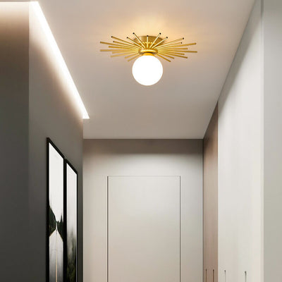 Glass Ball 1-Light Semi-Flush Mount Lighting