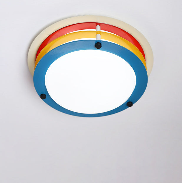 Moderne minimalistische bunte Eisen-Acryl-Disc Splicing LED Unterputz-Deckenleuchte für Schlafzimmer 