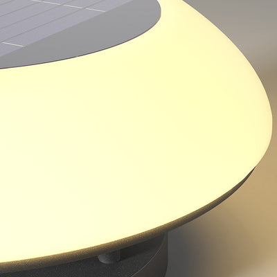Simplicité moderne solaire étanche en acier inoxydable PE rond vaisseau spatial LED éclairage paysager lumière extérieure pour Patio extérieur 