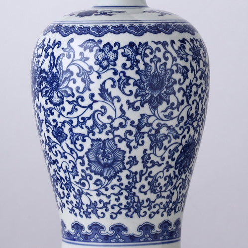 Traditional Chinese Ceramic Fabric Electroplated Antique Brass Finish Vase Cone 1-Light Table Lamp For Home Office