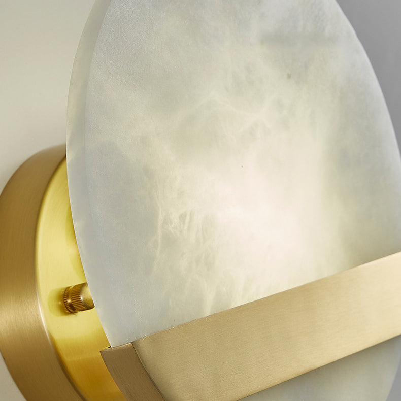 Zeitgenössische Luxus Kupfer Marmor Runde V Brief LED Wand Leuchte Lampe Für Flur 