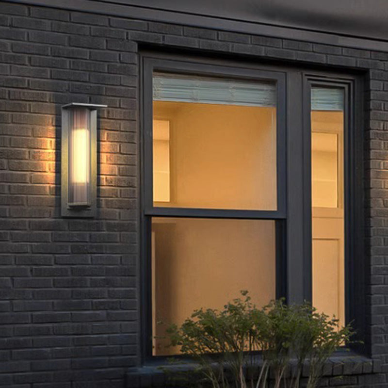 Lámpara de Aplique de Pared Exterior LED de Prisma Triangular de PC de Vidrio de Acero Inoxidable Solar Impermeable de Simplicidad Moderna para Jardín 