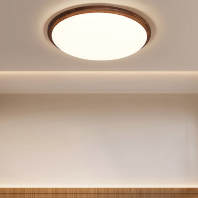 Modern Minimalist Flower Round Walnut Acrylic LED Flush Mount Ceiling Light For Living Room