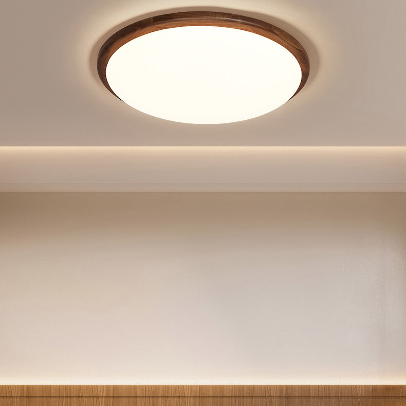 Modern Minimalist Flower Round Walnut Acrylic LED Flush Mount Ceiling Light For Living Room