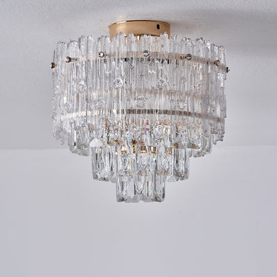 Modern Luxury Hardware Crystal LED Semi-Flush Mount Ceiling Light For Living Room