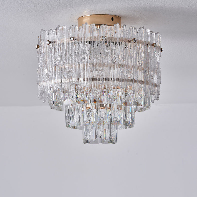 Modern Luxury Hardware Crystal LED Semi-Flush Mount Ceiling Light For Living Room