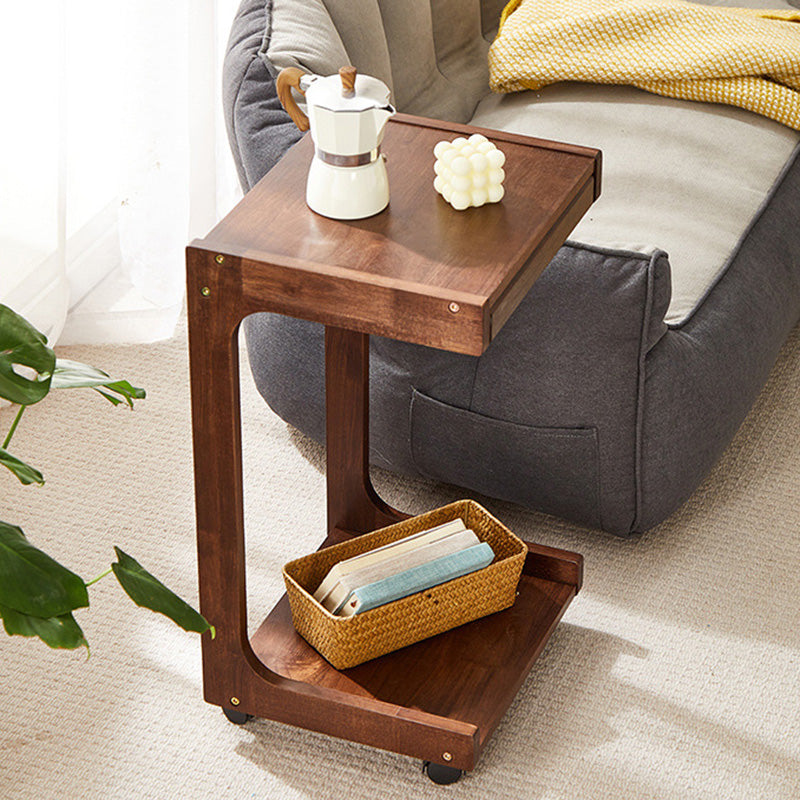 Modern Minimalist Rectangular MDF Nan Bamboo Side Table 2-Tier For Living Room