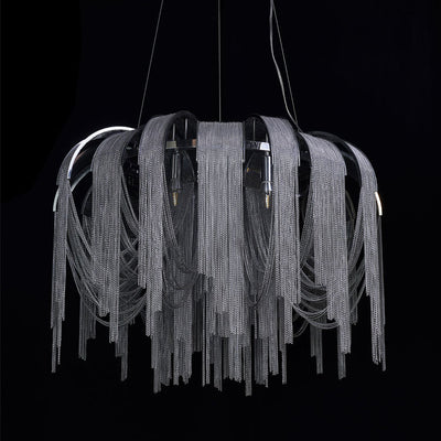 Modern Luxury Iron Aluminum Chain Tassel 6/8/10/12/15 Light Chandeliers For Hallway