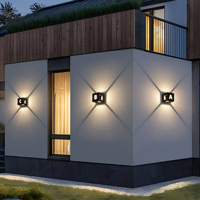 Zeitgenössische Einfachheit ABS Quadrat LED Solar Wasserdichte Outdoor Wand Leuchte Lampe Für Garten 