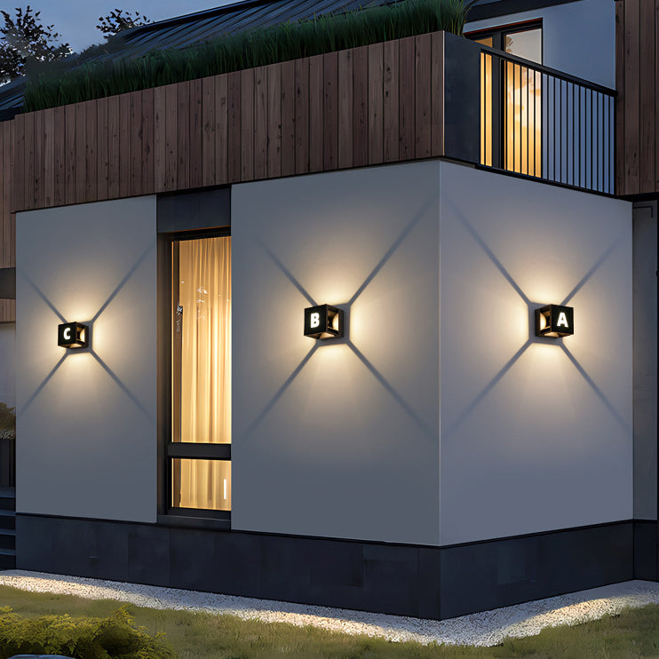 Zeitgenössische Einfachheit ABS Quadrat LED Solar Wasserdichte Outdoor Wand Leuchte Lampe Für Garten 