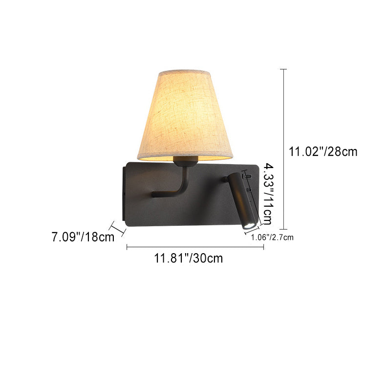 Moderne Einfachheit Eisen Aluminium Stoff Kegel 1-Licht Wandleuchte Lampe für Schlafzimmer 