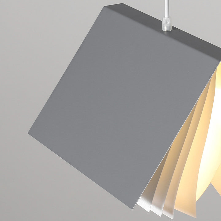 Contemporary Creative Book Shape Iron PC Fabric 1-Light Pendant Light For Living Room