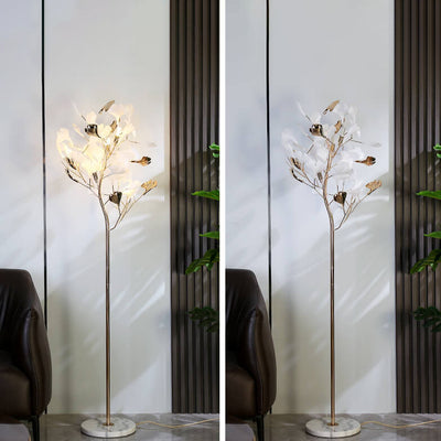 Nordic Romantic Ginkgo Leaf Decorative Iron 5-Light Standing Floor Lamp