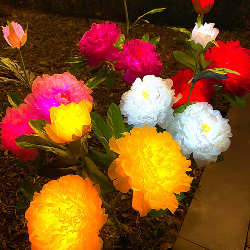 Contemporary Creative Solar Peony Flower LED Waterproof Lawn Landscape Insert Light For Outdoor Patio