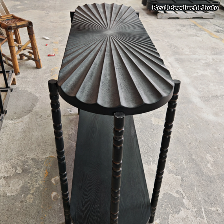 Traditional Vintage Oval Round Iron Medium Density Fiberboard End Table 1/2-Tier 3/5-Leg For Living Room