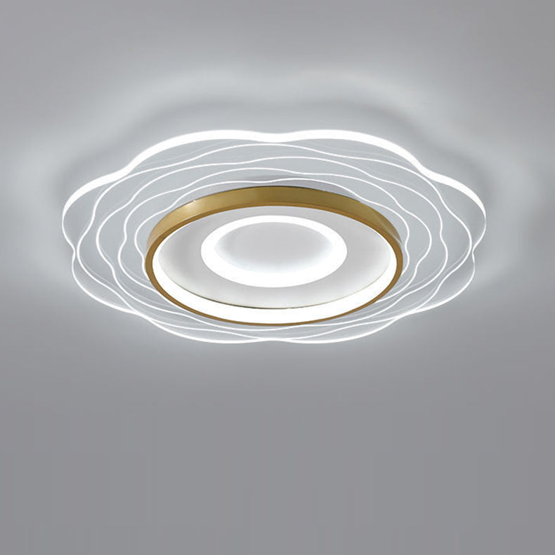 Plafonnier LED en aluminium acrylique minimaliste moderne avec motif floral pour salon 
