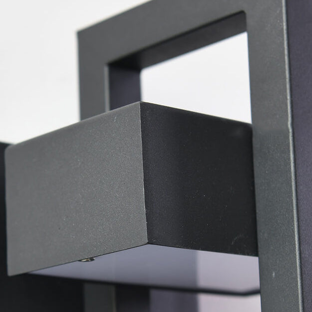 Lámpara de Aplique de Pared Impermeable LED de Acero Inoxidable con Marco Geométrico Minimalista Moderno para Patio Exterior 