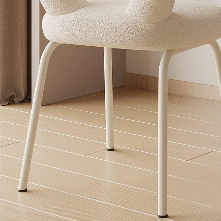 Modern Art Deco Hollow Dog Square Sherpa Fabric Wood Metal Vanity Stool Backrest Armless For Bedroom