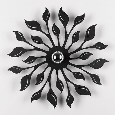 Applique murale contemporaine créative en fer à une lumière avec feuille ronde pour salon 