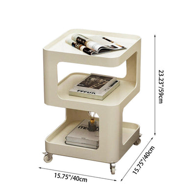 Table d'appoint carrée en fer amovible à la simplicité contemporaine avec étagères de rangement à 3 niveaux pour le salon 