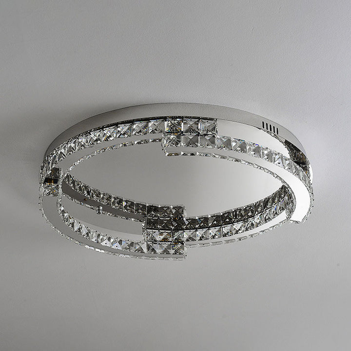 Luz de techo empotrada LED de cristal de acero inoxidable redonda de lujo moderno para dormitorio 